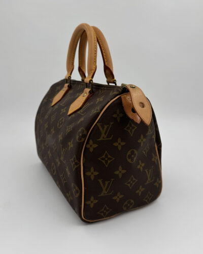 Louis Vuitton Speedy 25 met klassiek monogram canvas en korte handvatten in uitstekende pre-loved conditie