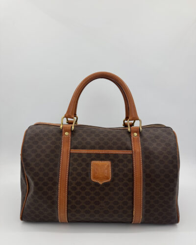 Céline Macadam Boston Bag 35 in bruin Macadam canvas met leren details