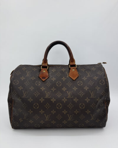 Louis Vuitton Speedy 35 in bruin Monogram canvas met Vachetta leren handvatten