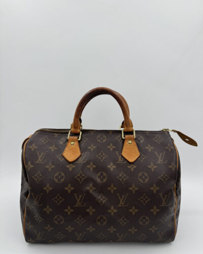 Louis Vuitton Speedy 30 in bruin Monogram canvas met Vachetta leren handvatten