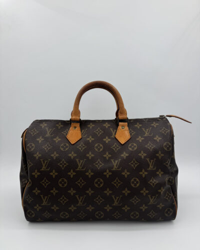Louis Vuitton Speedy 35 in bruin Monogram canvas met Vachetta leren handvatten