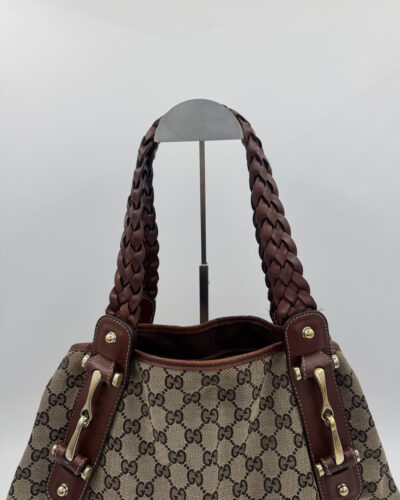 Handvatten van de Gucci GG Canvas Pelham Tote Bag