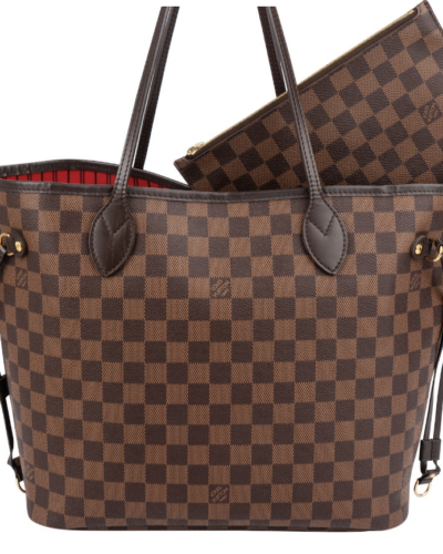 Voorkant van de Louis Vuitton Neverfull MM in bruin Damier Ebene canvas