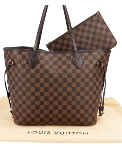 Voorkant van de Louis Vuitton Neverfull MM in bruin Damier Ebene canvas